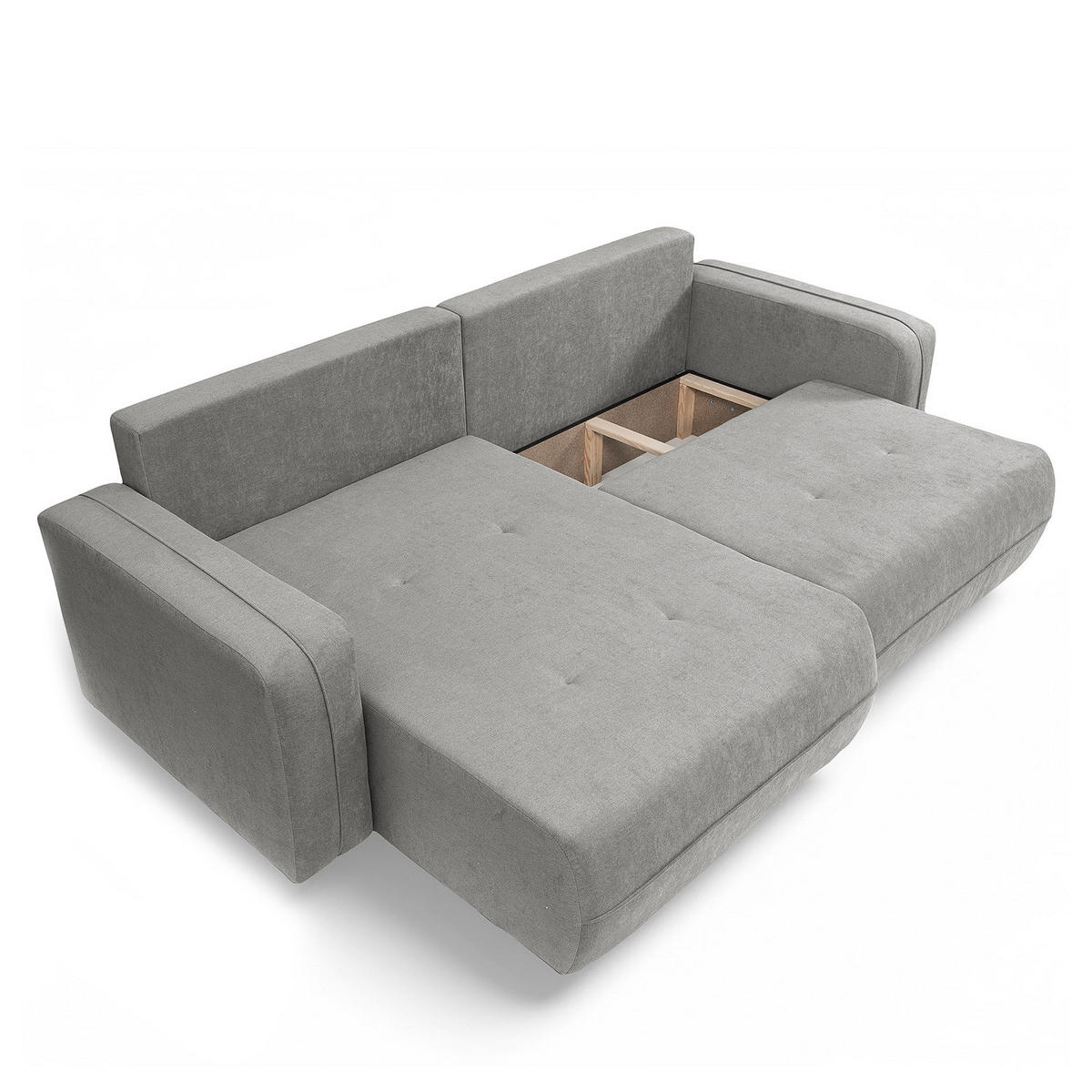 ECKSOFA mit Schlaffunktion - 244 cm - Schwarz/Grau, Kunststoff/Textil (244/145cm) - home24