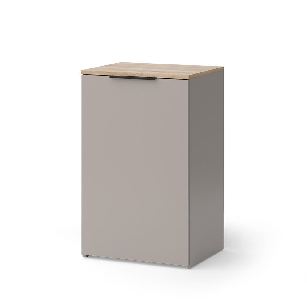 KOMMODE Wido Greige 50 x 80 cm mit Regal - Greige/Sonoma Eiche, Holzwerkstoff (50/80/40cm) - Vicco