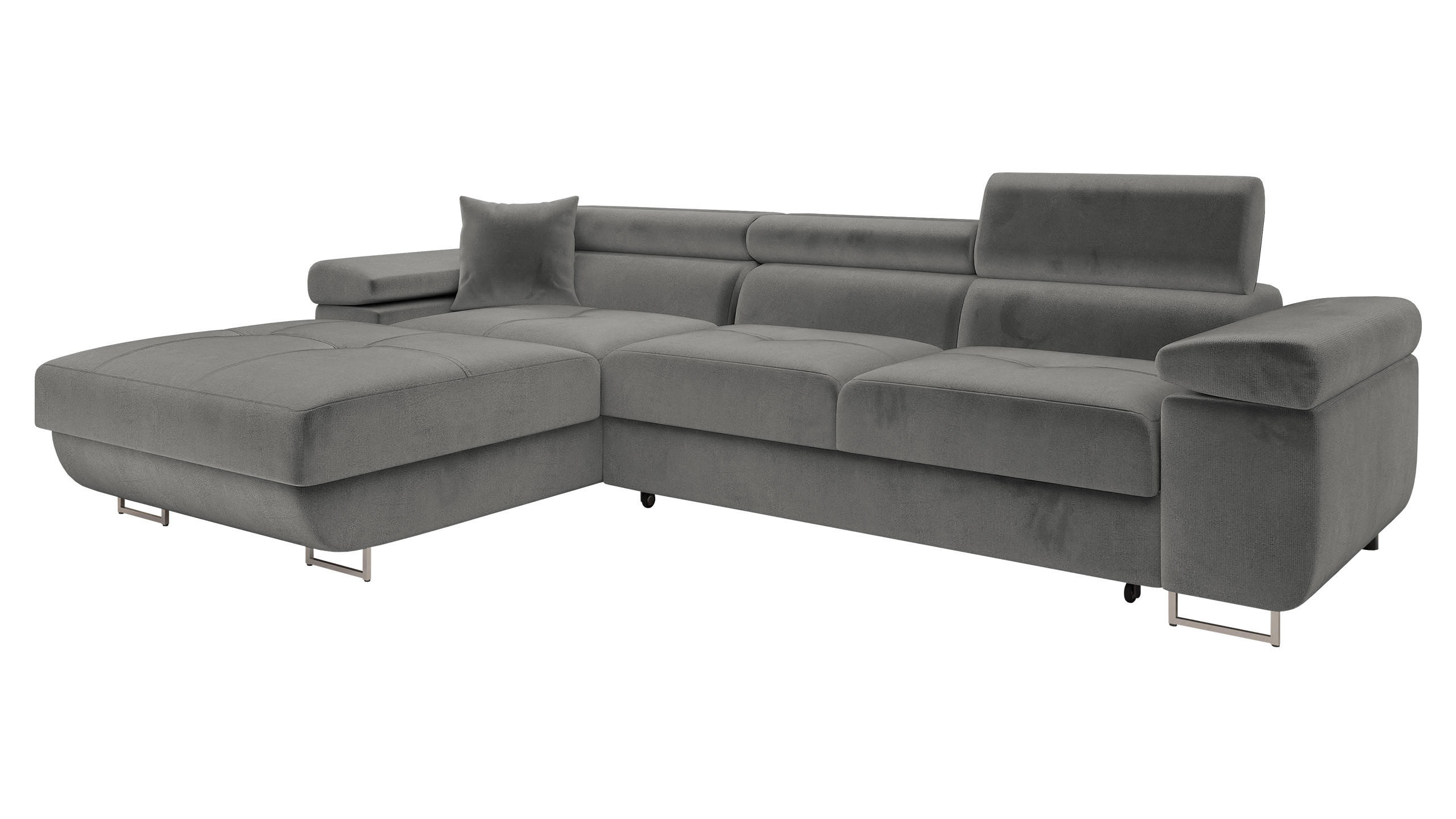 ECKSOFA Torezio Mini, Seite: Links - Silberfarben, Holz/Textil (280/170cm) - MIRJAN24