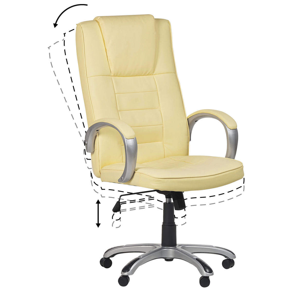 BÜROSTUHL Kunstleder Beige Grandeur II - Beige, Textil/Metall (53/127/73cm) - Beliani