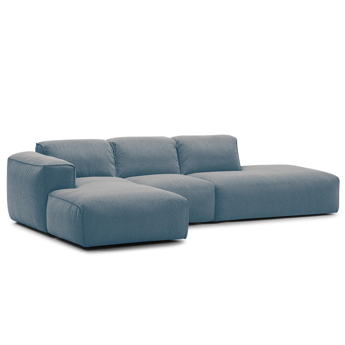 ECKSOFA mit Chaiselongue - Blaugrau/Schwarz, Kunststoff/Textil (290/173cm) - home24