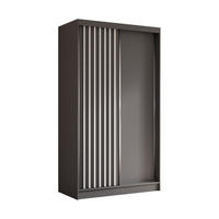 SCHWEBETÜRENSCHRANK Erika 120 cm mit Lamellen ohne Spiegel 2-türig, grau, grau, Lamelle weiß - Weiß/Grau, Kunststoff (120/216/51cm) - Margaret Hadas24