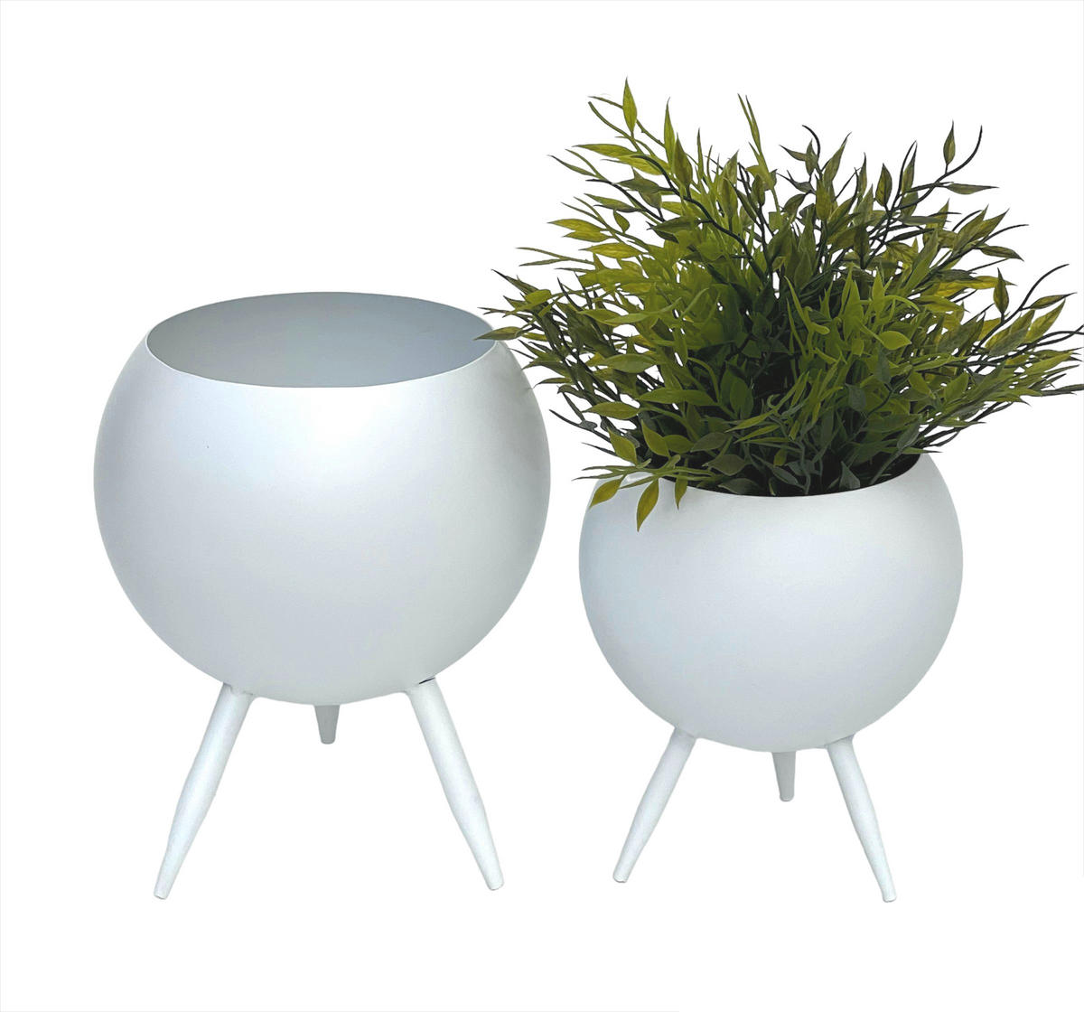 BLUMENHOCKER 2er Set Metall mit Topf Weiß 96259 - Weiß, Metall (16/23/16cm) - DanDiBo