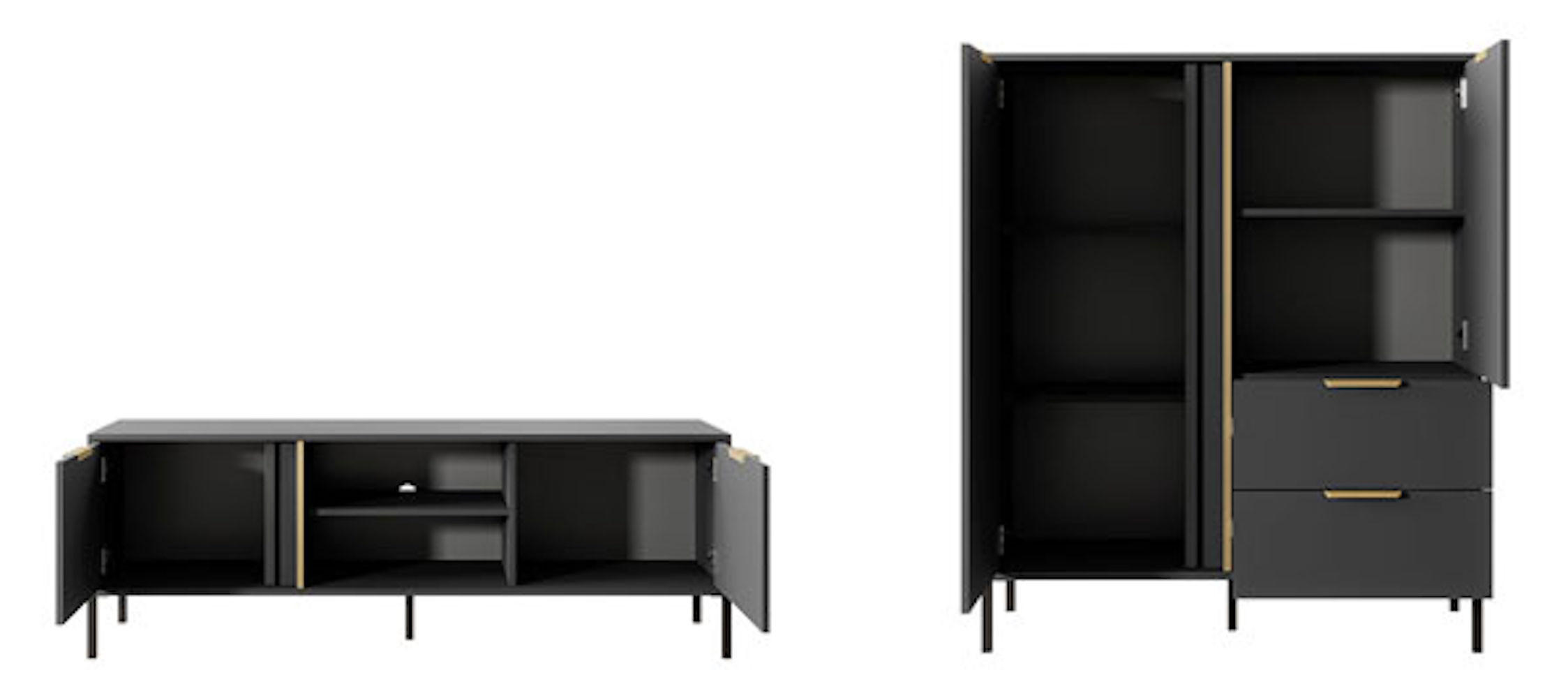 Feldmann-Wohnen Wohnzimmer-Set Grau 256.4x123.4x39.5 cm
