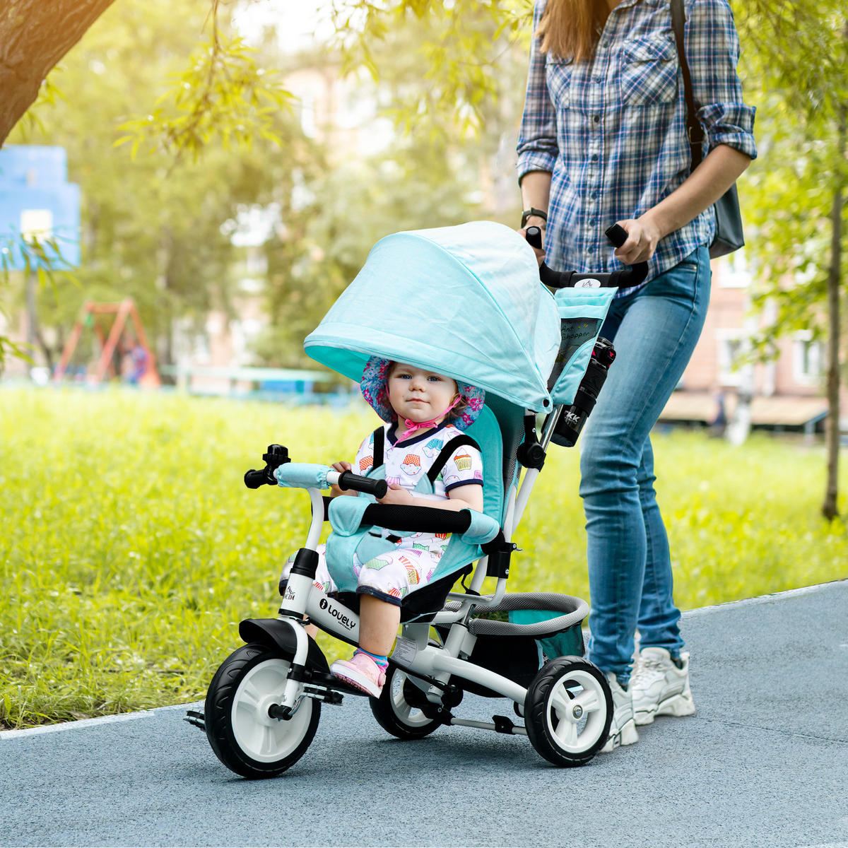 KINDERDREIRAD, Grün, Polyester, Metall - Grün, Metall (102/49/102cm) - HOMCOM