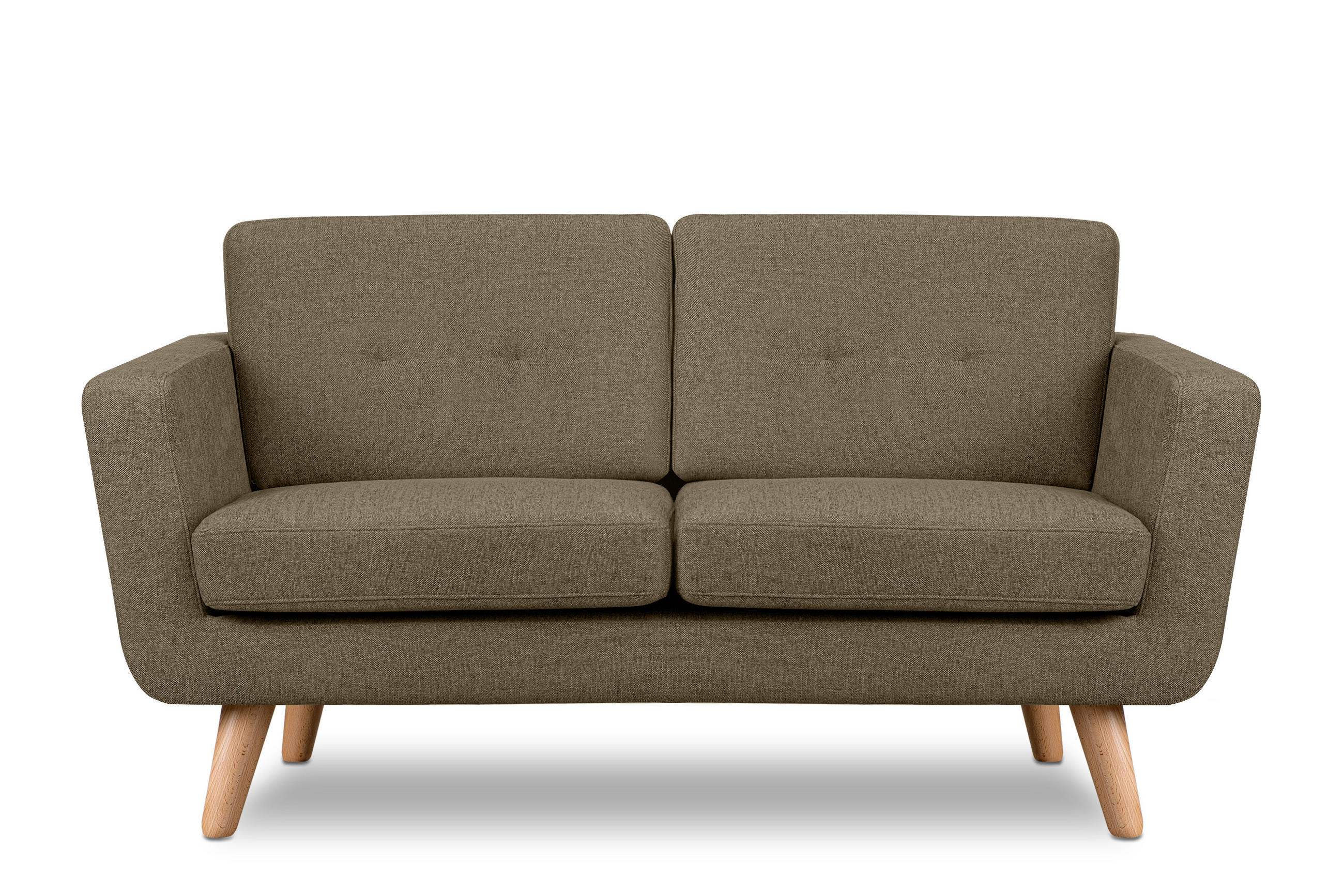2-SITZER-SOFA TAGIO II mit Armlehnen, Kaffeebraun/Braun - Dunkelbraun, Textil (88/80/153cm) - KONSIMO®