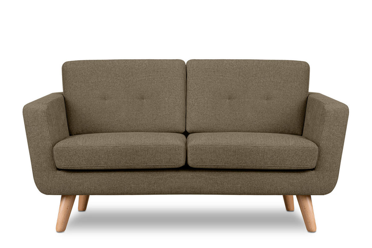 2-SITZER-SOFA TAGIO II mit Armlehnen, Kaffeebraun/Braun - Dunkelbraun, Textil (88/80/153cm) - KONSIMO®
