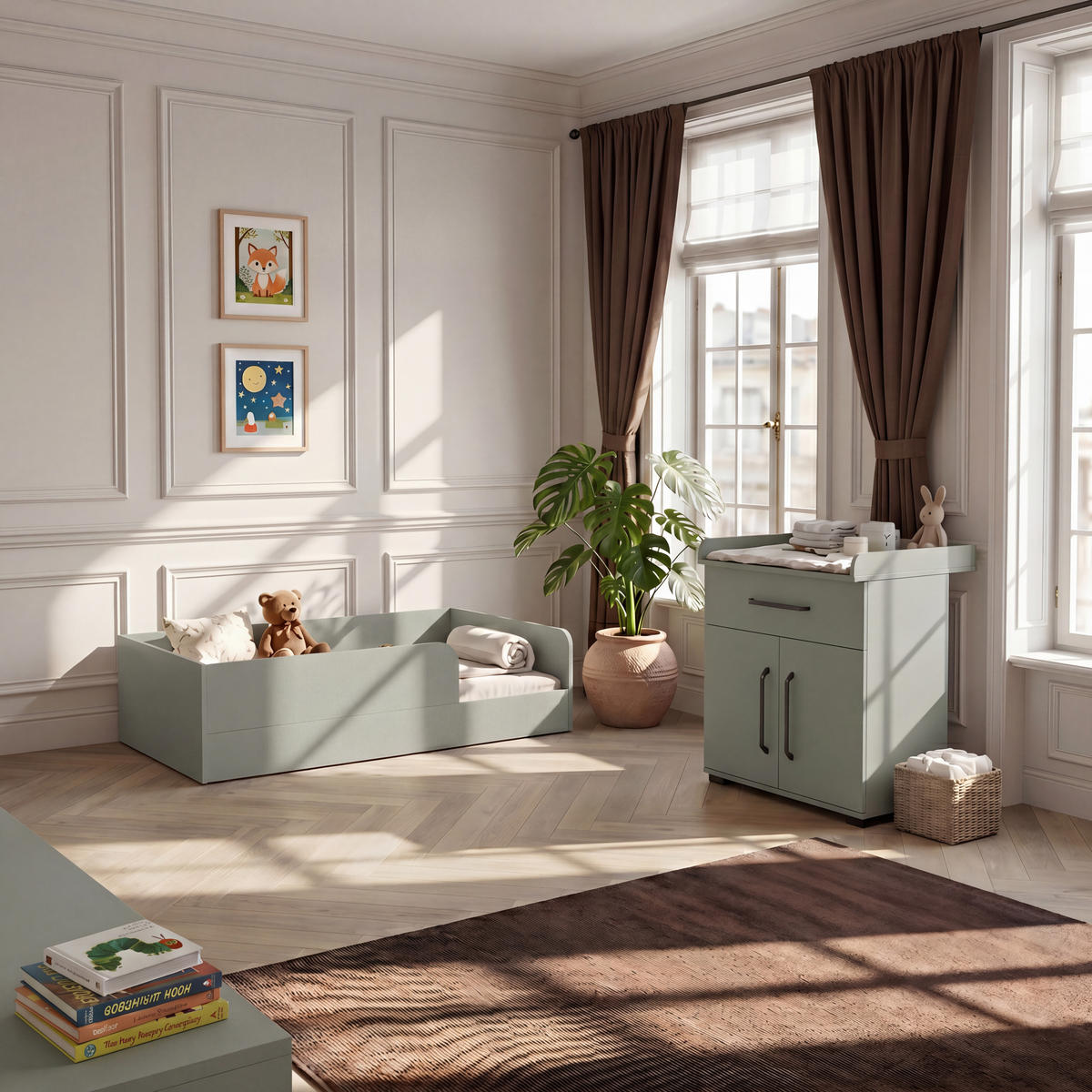 BODENBETT Essentials 120x200cm Schilfgrün - Grün, Holzwerkstoff (120/200cm) - arthur berndt