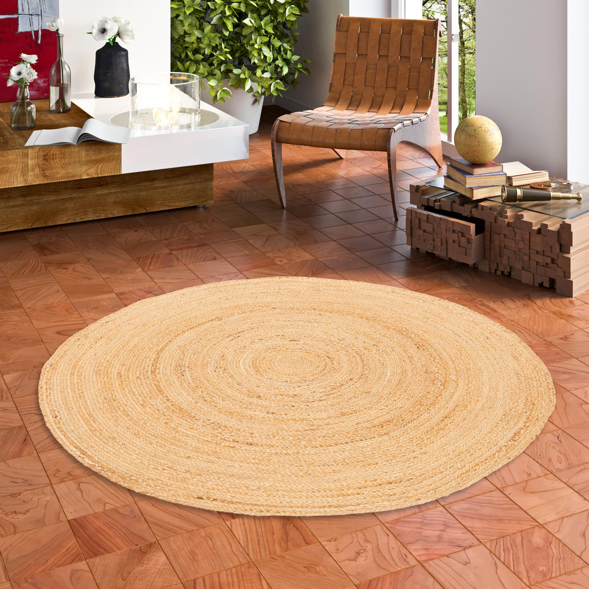 NATURFASER TEPPICH JUTE SALSA NATUR RUND - Beige, Textil (120/120cm) - Pergamon
