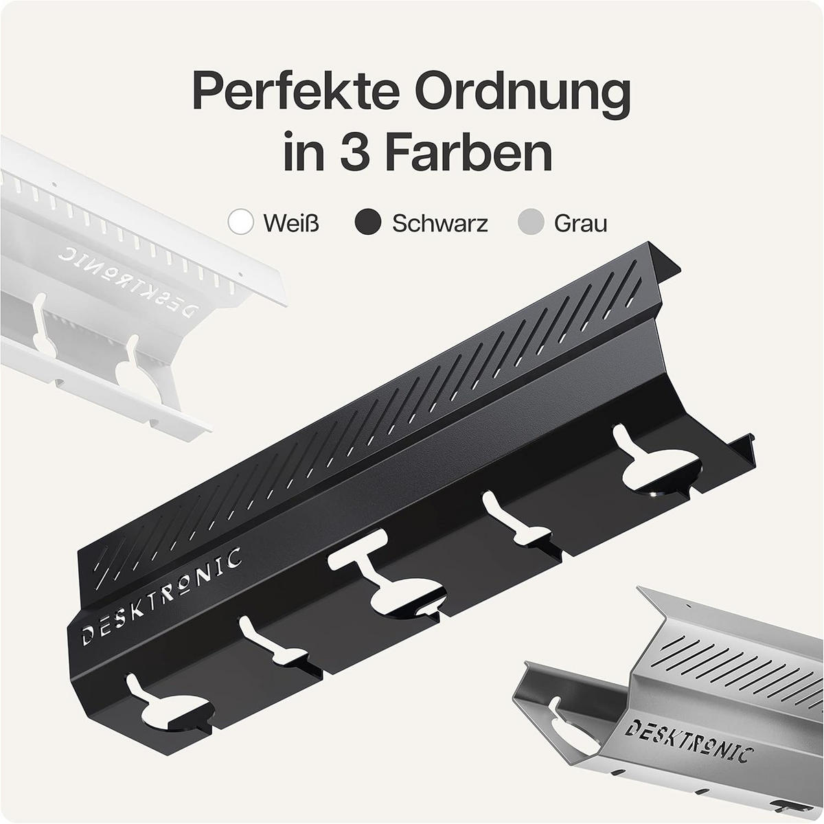 KABELKANAL Schreibtisch Schwarz, 2x43cm, Hochwertiger Stahl - Schwarz, Metall (43/12/10cm) - Desktronic