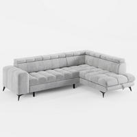 ECKSOFA CANDY CANE Rechts Grau Velours-Stoff mit Schlaffunktion und Bettkasten - Grau, Textil (264/192cm) - Barchello