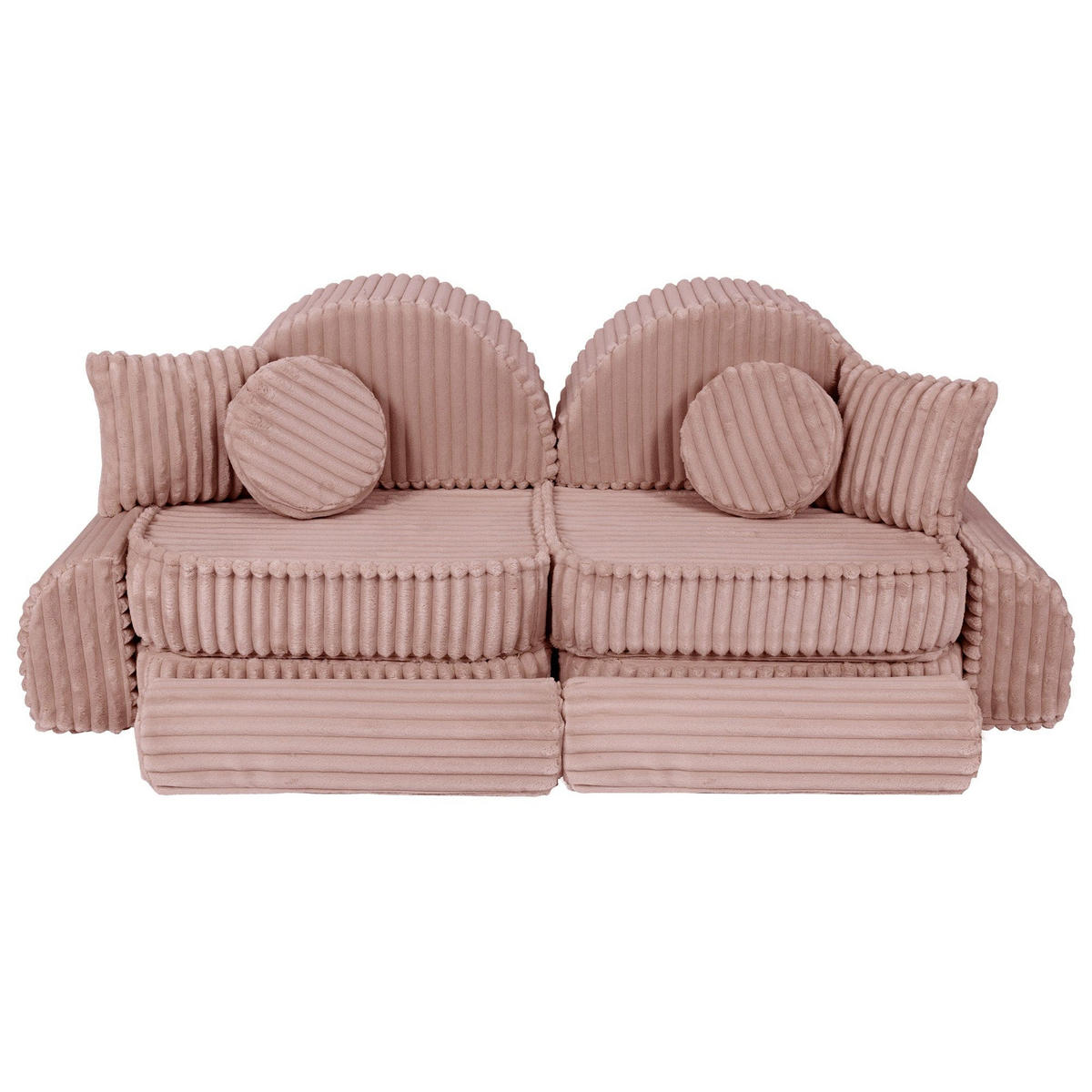 KINDERSOFA Pocket Max modular 12-tlg. aus Plüschcord in Schokorosa - Violett, Textil (120/25/60cm) - MeowBaby