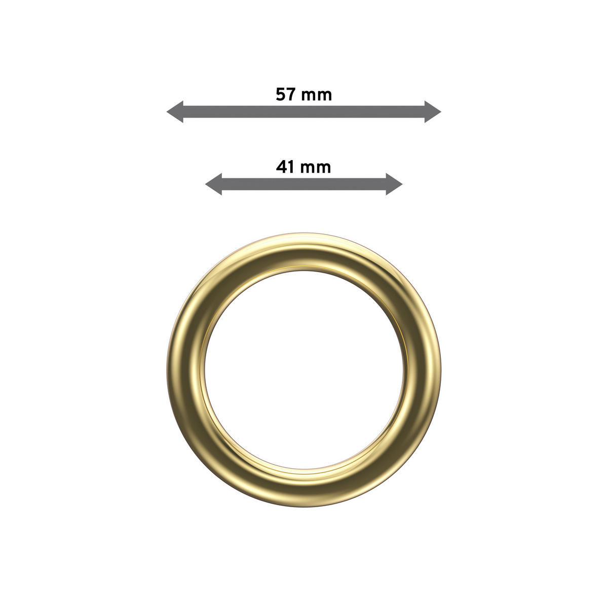 RUNDRINGE MIT FALTENHAKEN FÜR GARDINENSTANGEN 28 mm Ø, Messing-farbig, Packung 10 Stück - Messingfarben, Kunststoff (28cm) - INTERDECO