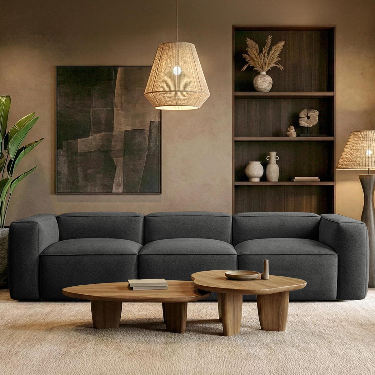3-SITZER SOFA FUBBO, Anthrazit - Anthrazit, Holz/Holzwerkstoff (290/73/96cm) - KONSIMO®