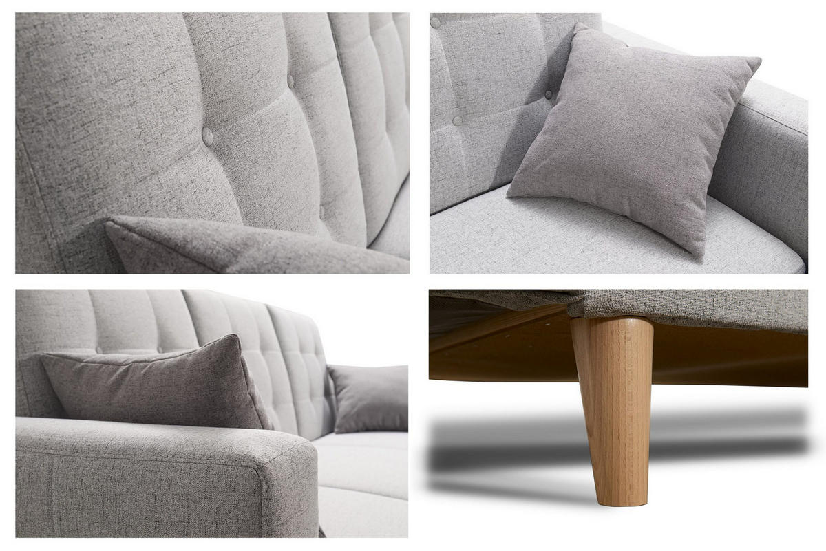 ECKSCHLAFSOFA HILTON Strukturstoff - Silberfarben, Textil (225/158cm) - Robin