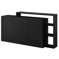 SIDEBOARD BOTTEGA 180/98/37 cm mit 4 Schubladen und 2 Türen Schwarz - Schwarz, Holzwerkstoff (180/98/37cm) - MASSENO