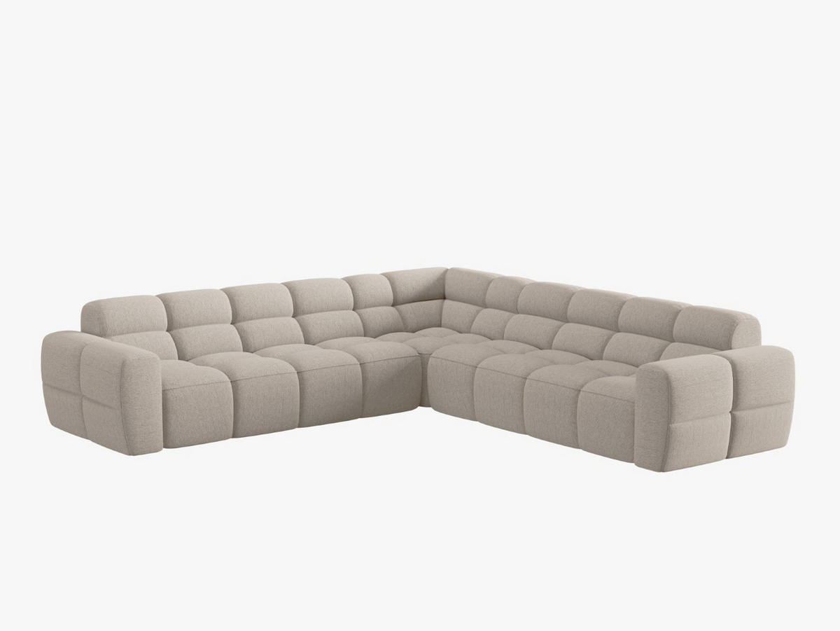 ECKSOFA Lisa aus strukturiertem Stoff sand 5 Sitzplätze - Sandfarben, Textil (310/310cm) - Micadoni