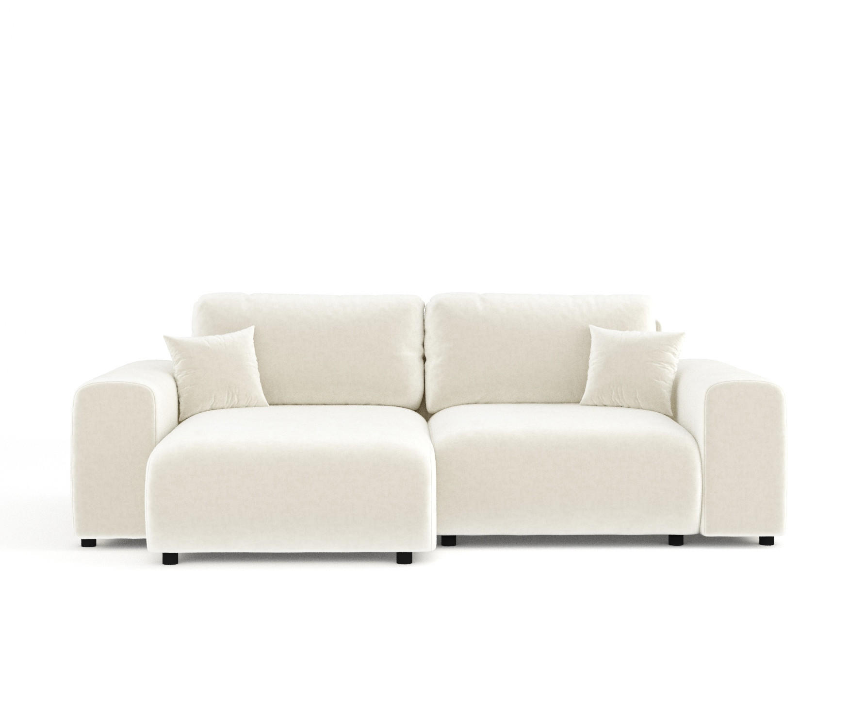 ECKSOFA Zanzibar Creme Samtstoff - Creme/Schwarz, Holz/Holzwerkstoff (237/144cm) - Maison de Reve
