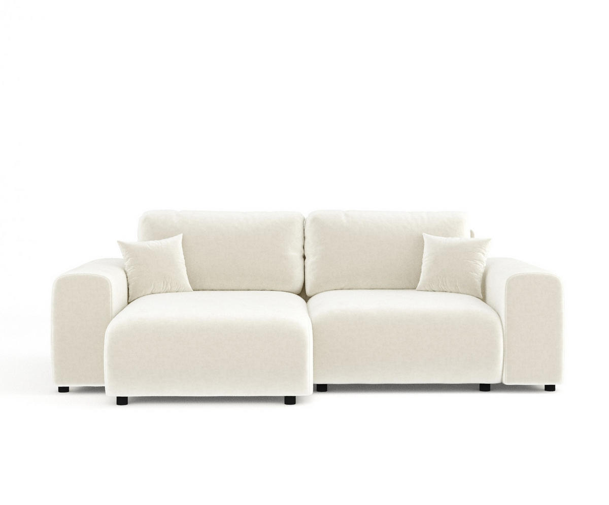 ECKSOFA Zanzibar Creme Samtstoff - Creme/Schwarz, Holz/Holzwerkstoff (237/144cm) - Maison de Reve