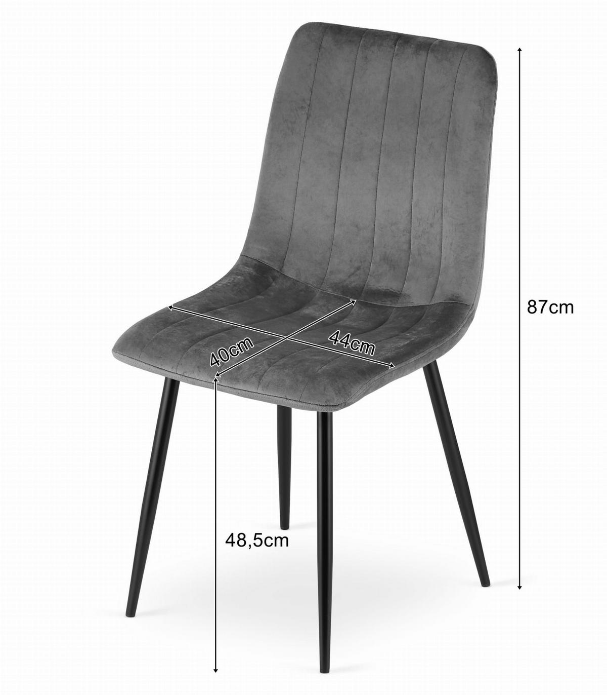 ESSTISCH-SET Esstisch Schwarz 120x80 cm NP Craft Set 4 Stück Stuhl Lava Grau Velours - Grau, Kunststoff (80/120/58cm)