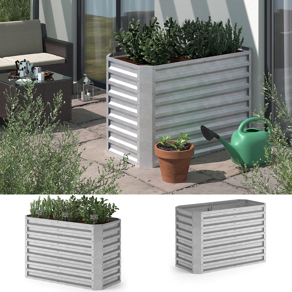 HOCHBEET Silber 120 x 60 cm - Silberfarben, Metall (120/80/60cm) - OK-Living