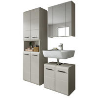 BADMÖBEL-SET Kaschmir 3-teilig 135 cm, Komplettset mit viel Stauraum - Kaschmir/Schwarz, Glas/Holzwerkstoff (135/185/30cm) - Inn.Furn