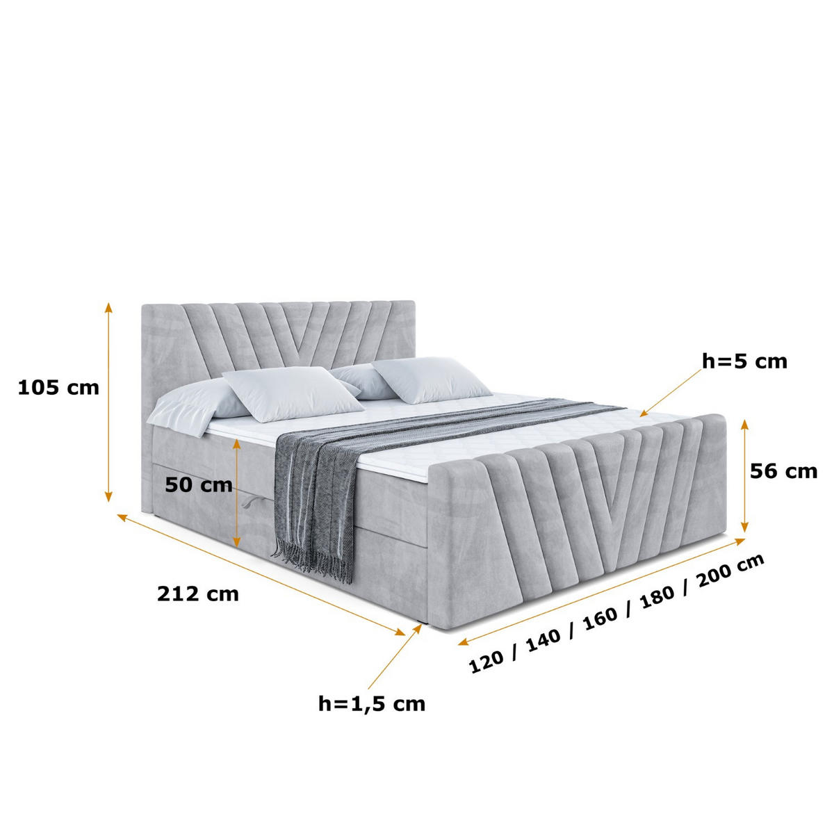 BOXBETT ERNINA-Z - 200x200 cm - H4 - Hellgrau - Hellgrau, Holzwerkstoff (200/200cm) - ALTDECOR