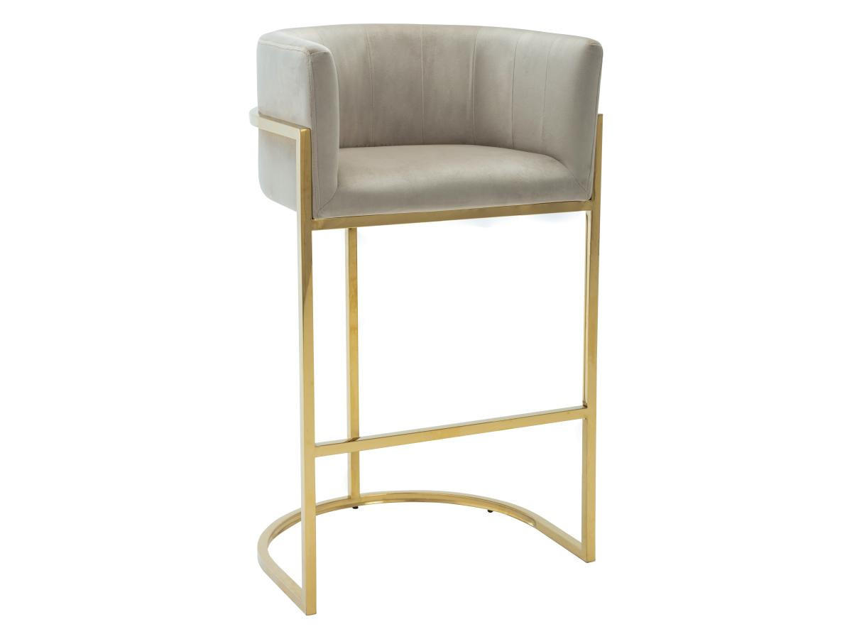 BARHOCKER - Samt & Edelstahl - Beige & Gold - PERIA - Beige, Textil (51/99/58cm) - Pascal Morabito
