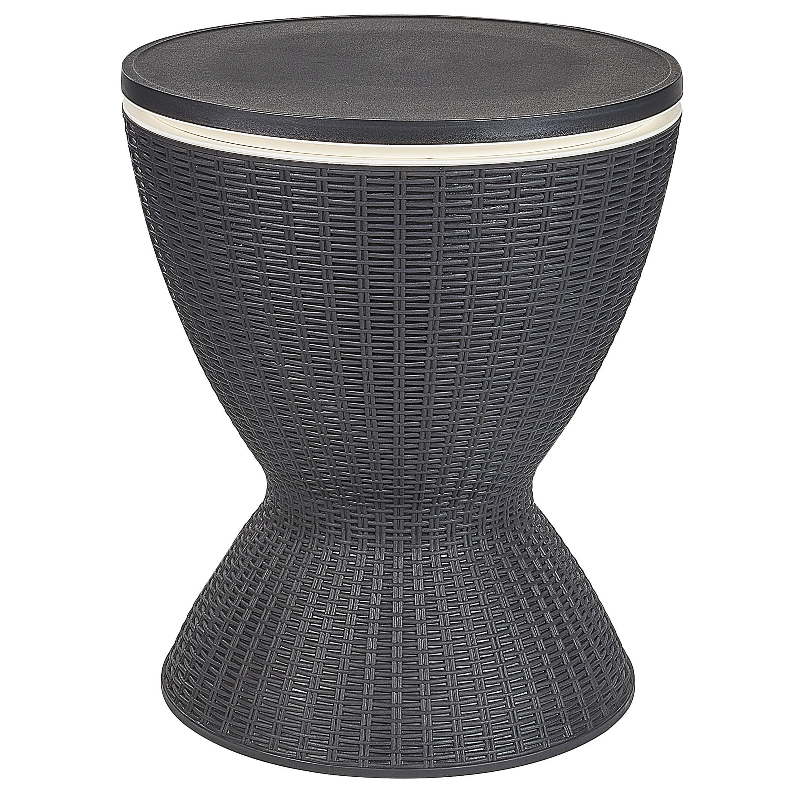 BEISTELLTISCH mit Kühlfunktion schwarz rund 48 cm Aisa - Schwarz, Kunststoff (49/49/58cm) - Beliani