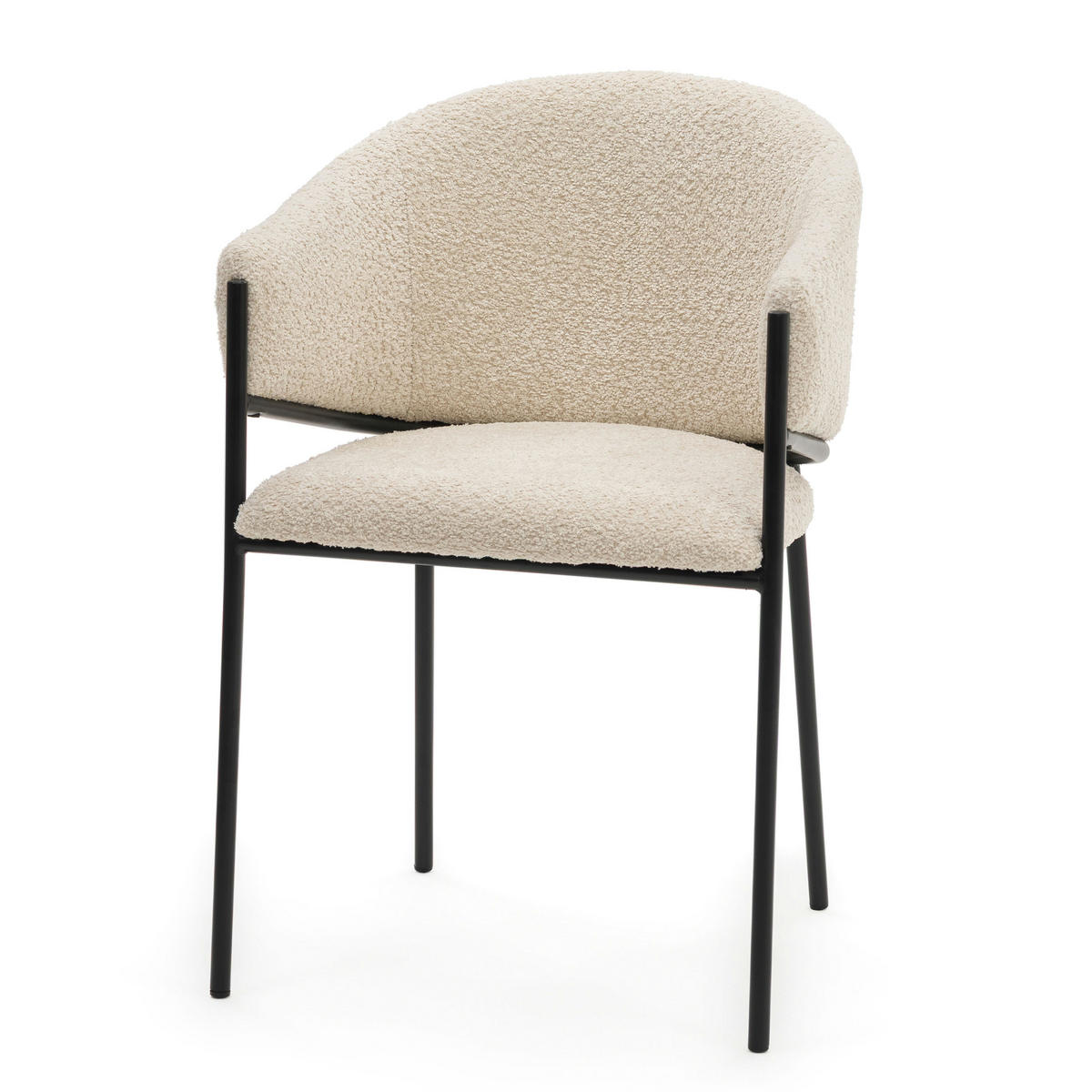 STUHL BUENO gespolsterter - creme - Glamour Boucle Chenille - Creme/Schwarz, Textil/Metall (55/83/56cm) - NEW HOME
