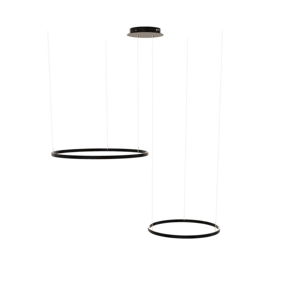 LED-HÄNGELEUCHTE 2er Ring Schwarz Ø 80 | 60cm - Schwarz, Metall (1.3/80/3.3cm) - s.luce