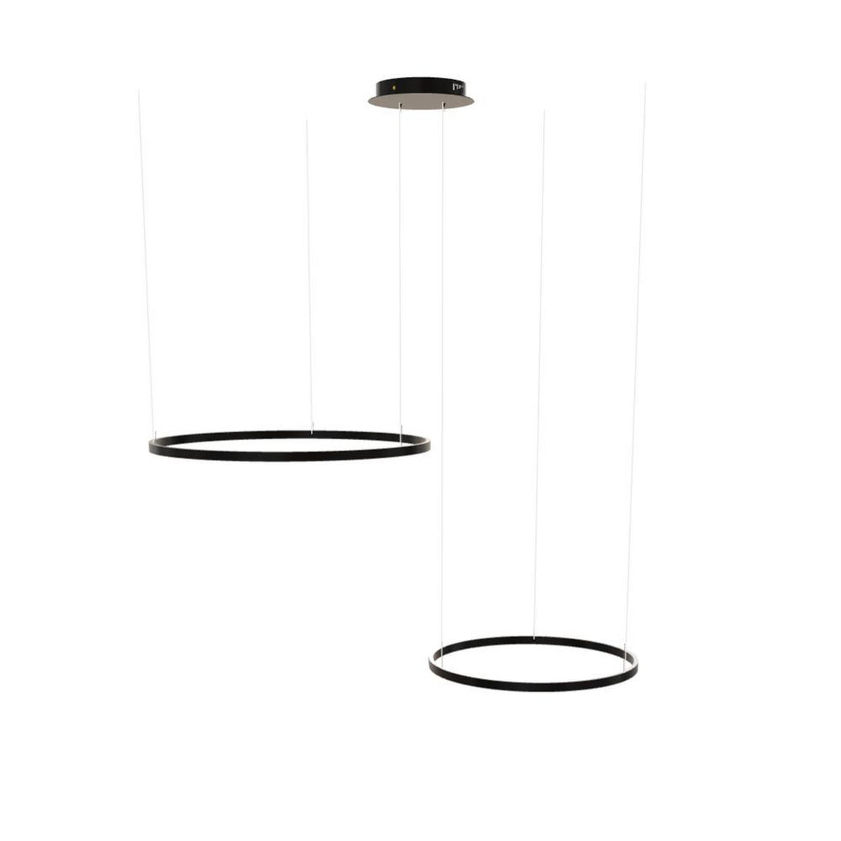 LED-HÄNGELEUCHTE 2er Ring Schwarz Ø 80 | 60cm - Schwarz, Metall (1.3/80/3.3cm) - s.luce