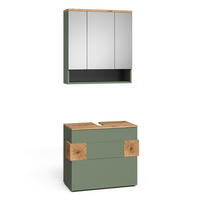 BADMÖBEL-SET Eden Grün/Artisan 2 Teile - Hellgrau/Grün, Holzwerkstoff (70/64.5/37cm) - Vicco