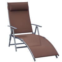SONNENLIEGE DE-13548 7-fach verstellbar mit Kopfstütze Braun - Braun, Metall (64/100.5/137cm) - ComfortXL