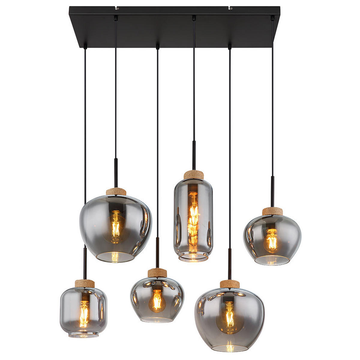 LED HÄNGELEUCHTE Metall Grau Rauchglas - Grau, Glas (80/40/120cm) - Globo Lighting