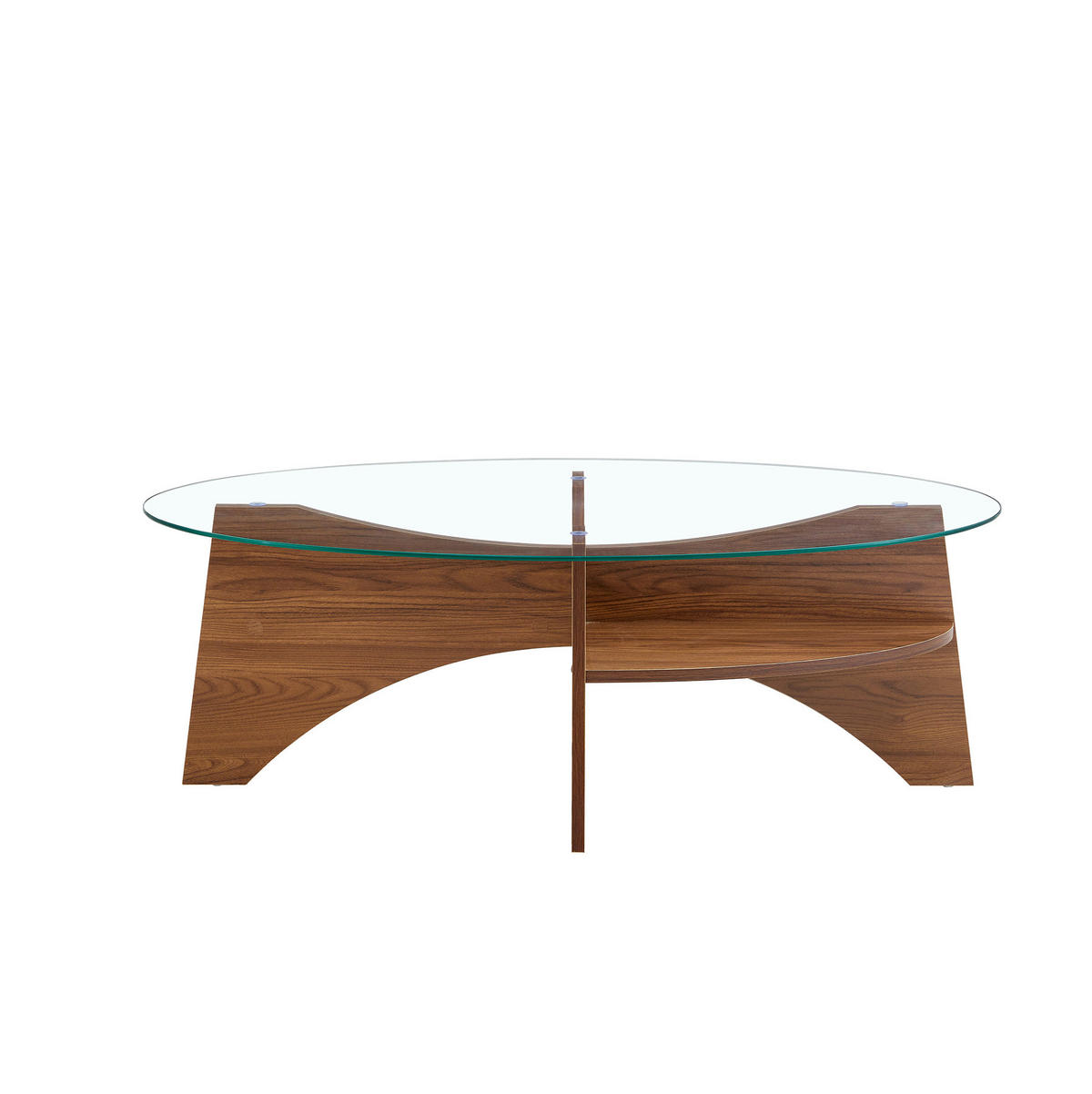COUCHTISCH 104,9/60/45 cm transparent nussbaumfarben aus Holzwerkstoff und Sicherheitsglas mit Ablage - Nussbaumfarben, Holzwerkstoff (104.9/60/45cm) - OKWISH