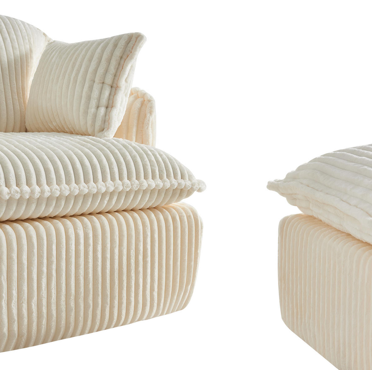 SOFA-SESSEL mit Hocker 115 x 89 x 77 cm Beige 2-tlg. - Beige, Kunststoff (89/77/115cm) - Meubliv
