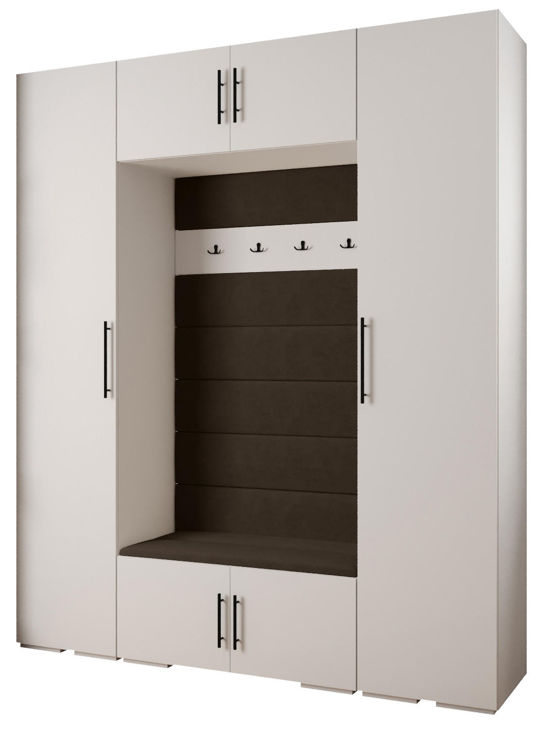 GARDEROBEN-SET 236,7/200/47 - Schwarz/Weiß, Holz/Kunststoff (200/236.7/47cm) - Abiks Möbel