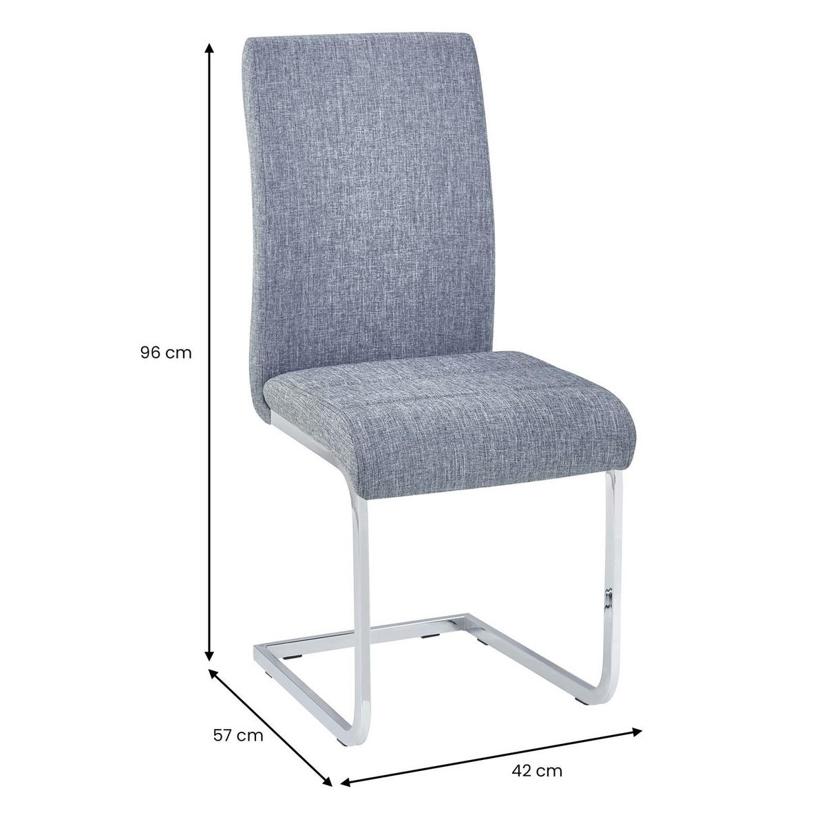 SCHWINGSTUHL LETICIA 4er-Set grau - Grau, Textil (42/96/57cm) - IDIMEX