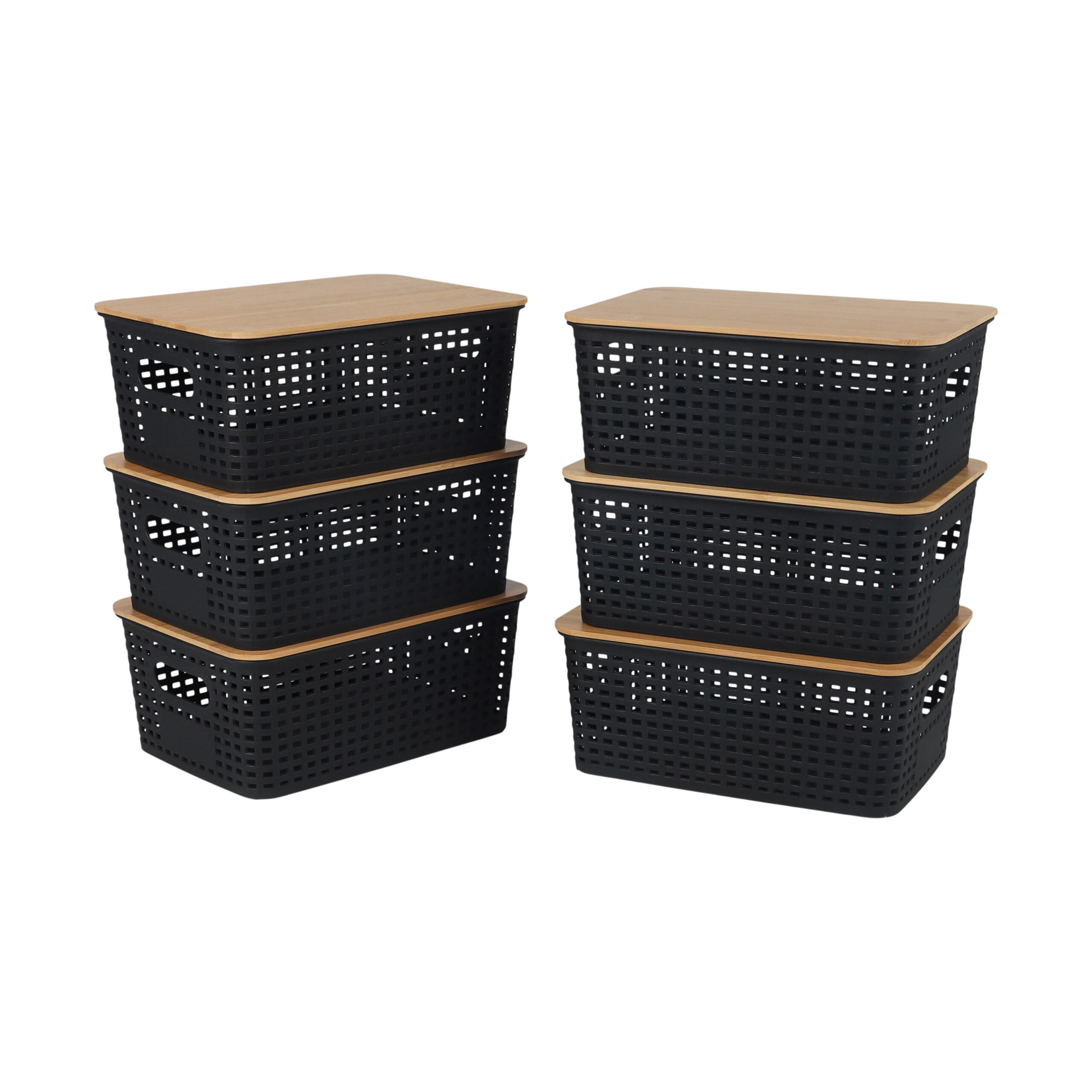 AUFBEWAHRUNGSBOX - Schwarz, Holz/Kunststoff (25.5/10.5/18cm) - Relaxdays