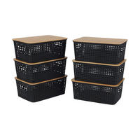 AUFBEWAHRUNGSBOX - Schwarz, Holz/Kunststoff (25.5/10.5/18cm) - Relaxdays