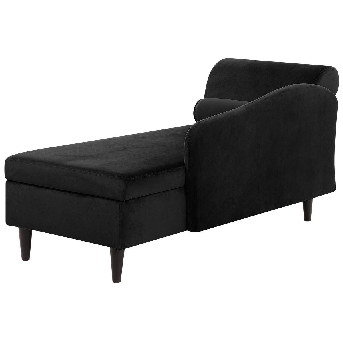CHAISELONGUE Samtstoff schwarz linksseitig Luiro - Dunkelbraun/Schwarz, Textil (160/77/70cm) - Beliani
