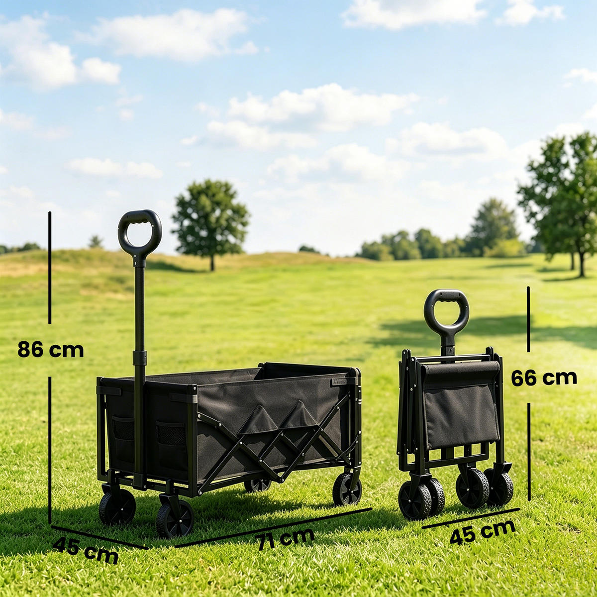 GARTENWAGEN DE-10541 Schwarz - Schwarz, Metall (45/86/71cm) - ComfortXL