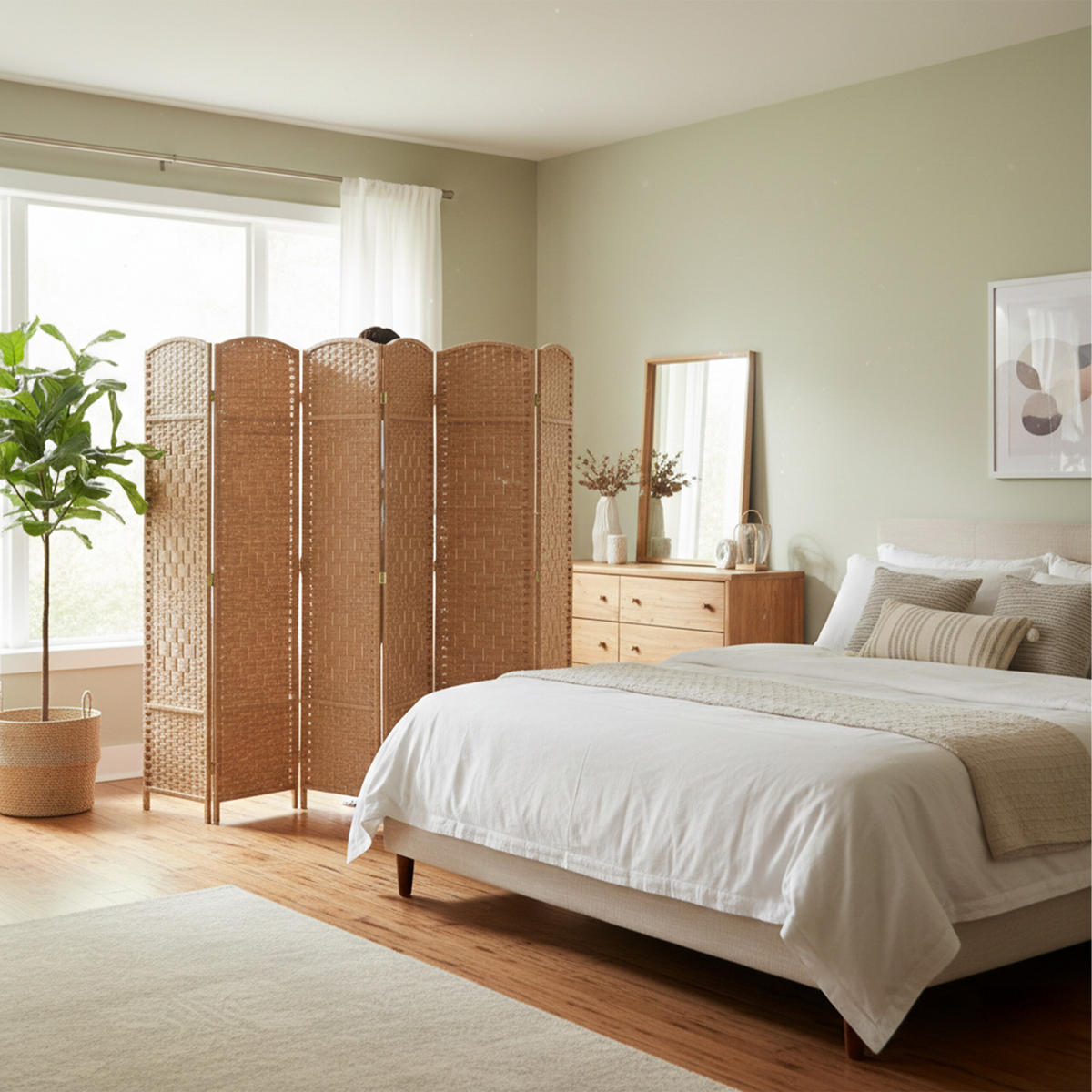 OBRAZOVKA - svetlohnedá, drevo/papier (240/170/2cm) - Relaxdays