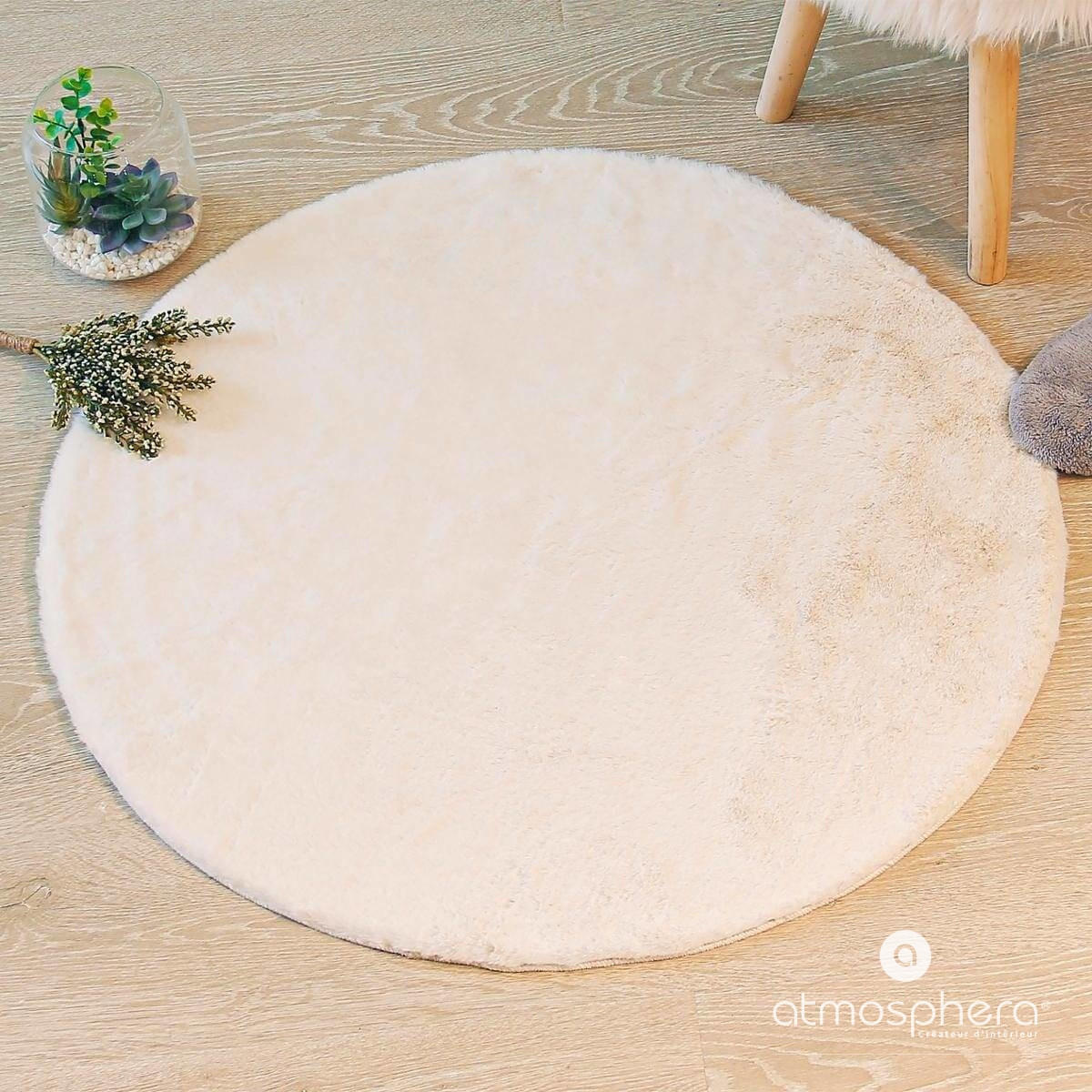 KUNSTFELLTEPPICH Ø 80 cm - Ecru, Textil (80/80cm) - Atmosphera Createur d´interieur