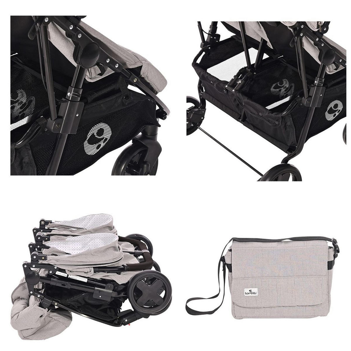 DUO klappbar verstellbar Fußabdeckung Wickeltasche - Schwarz, Metall (76/88/105cm) - Lorelli