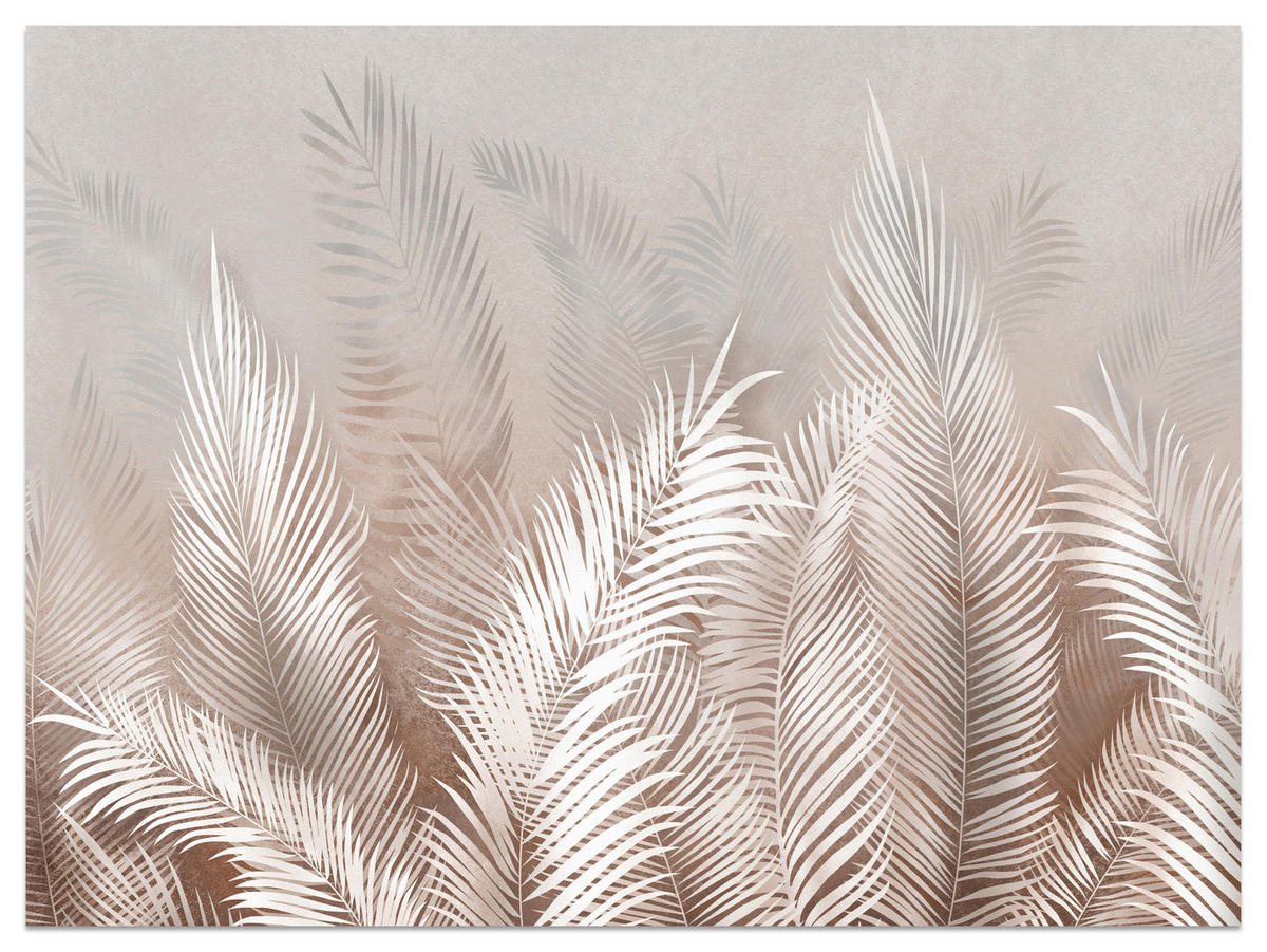 FOTOTAPETE Palmenblätter tropische Pflanzen 350x256cm - Beige/Braun, Papier (350/256cm) - Muralo