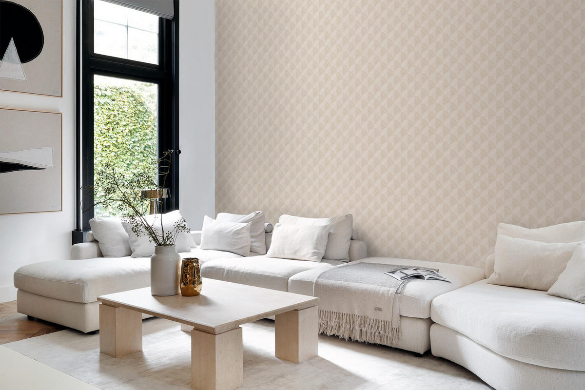 TAPETE 3D Muster 50 x 900 cm - Beige, Papier (50/900cm) - Origin Wallcoverings