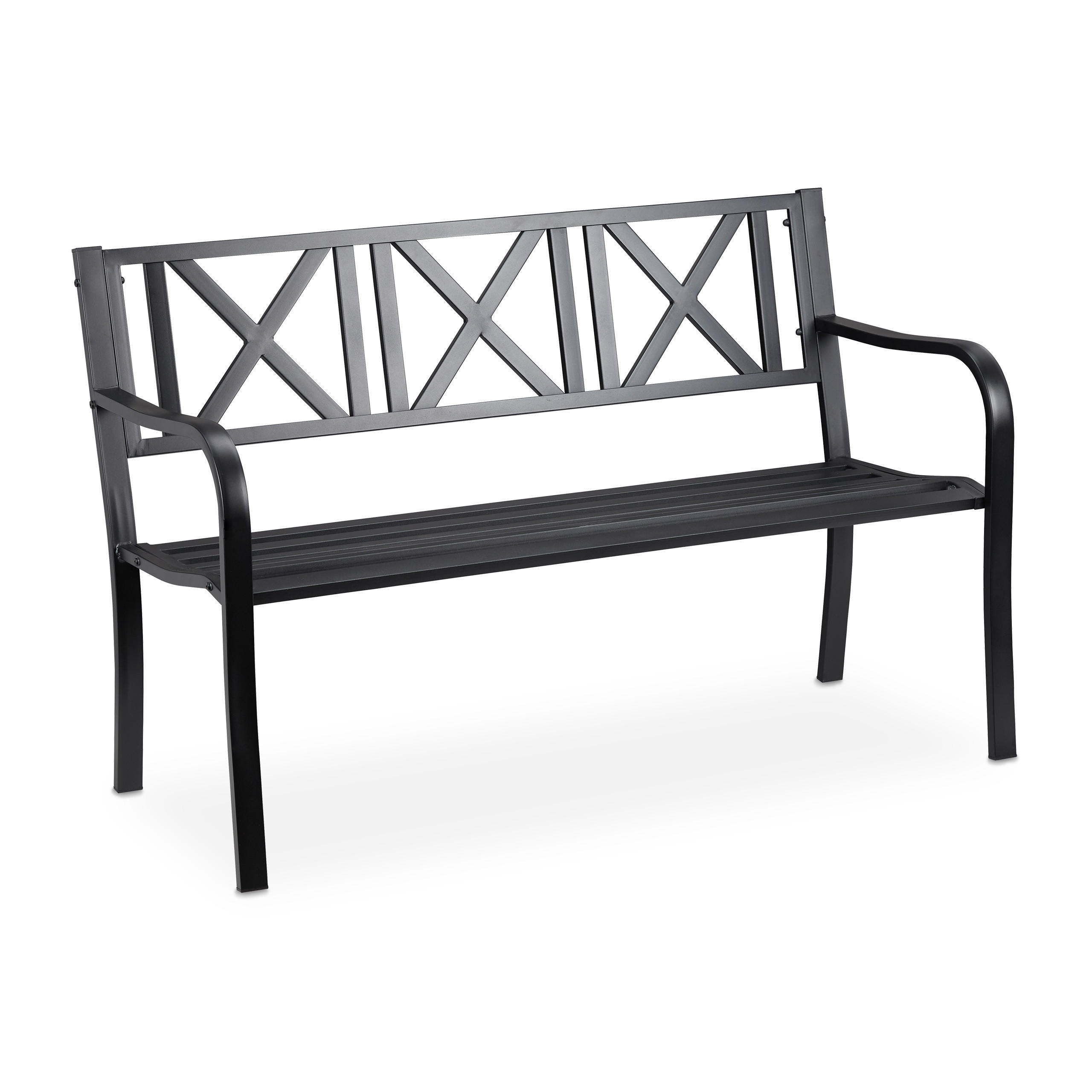 Relaxdays LAVICE zahradní černá ocel 2místná 127 cm