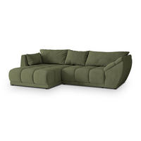 ECKSOFA ORENTI L-S Grün Velours-Stoff mit Schlaffunktion - Grün, Holz (287/182cm) - MASSENO
